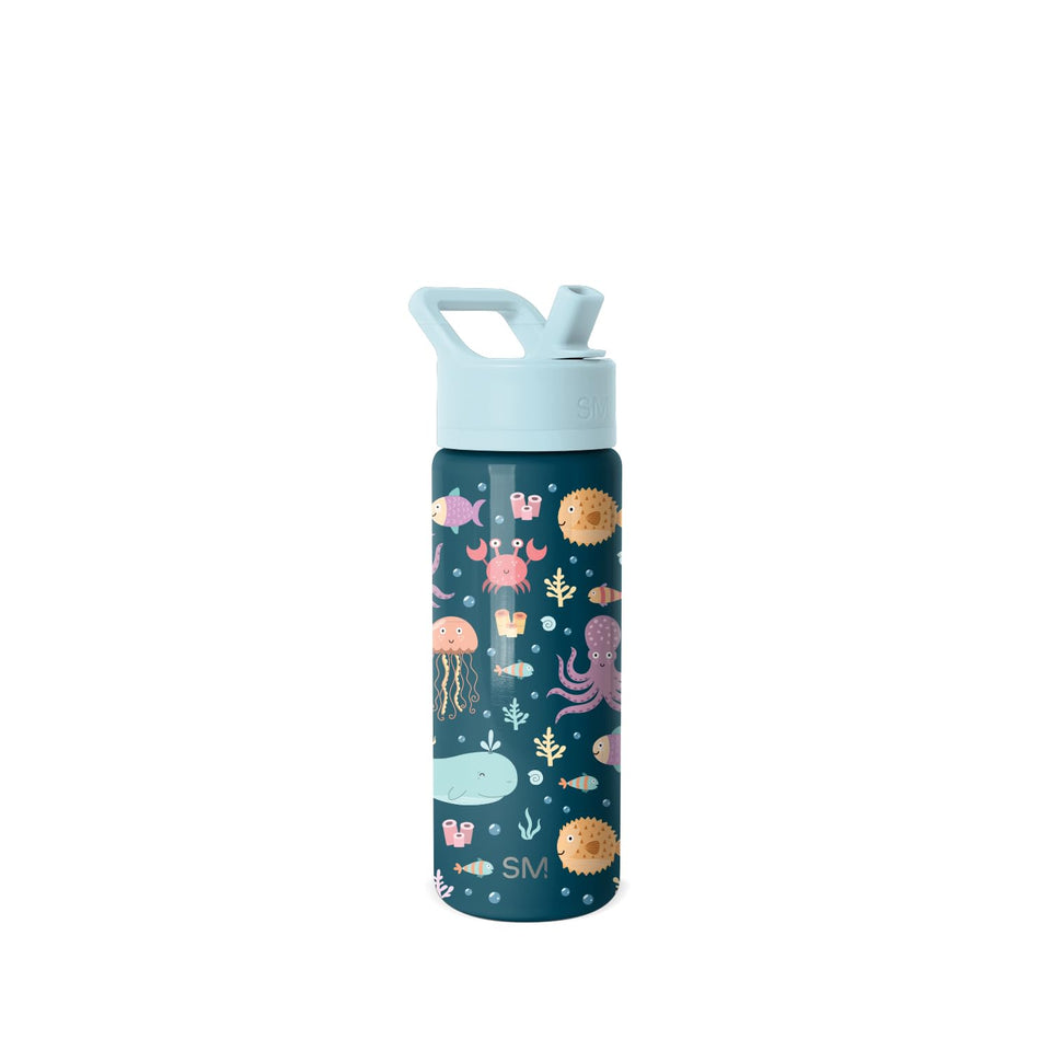 Simple Modern Kids Summit water bottle with straw lid, ideal for on-the-go hydration.