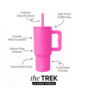 Simple Modern Kids Trek tumbler showing cupholder-friendly tapered design for easy transport