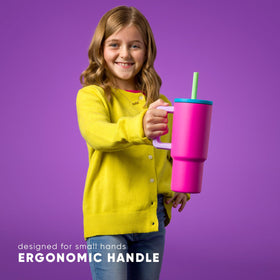 Simple Modern Kids Trek cupholder-friendly design fits standard car cups.