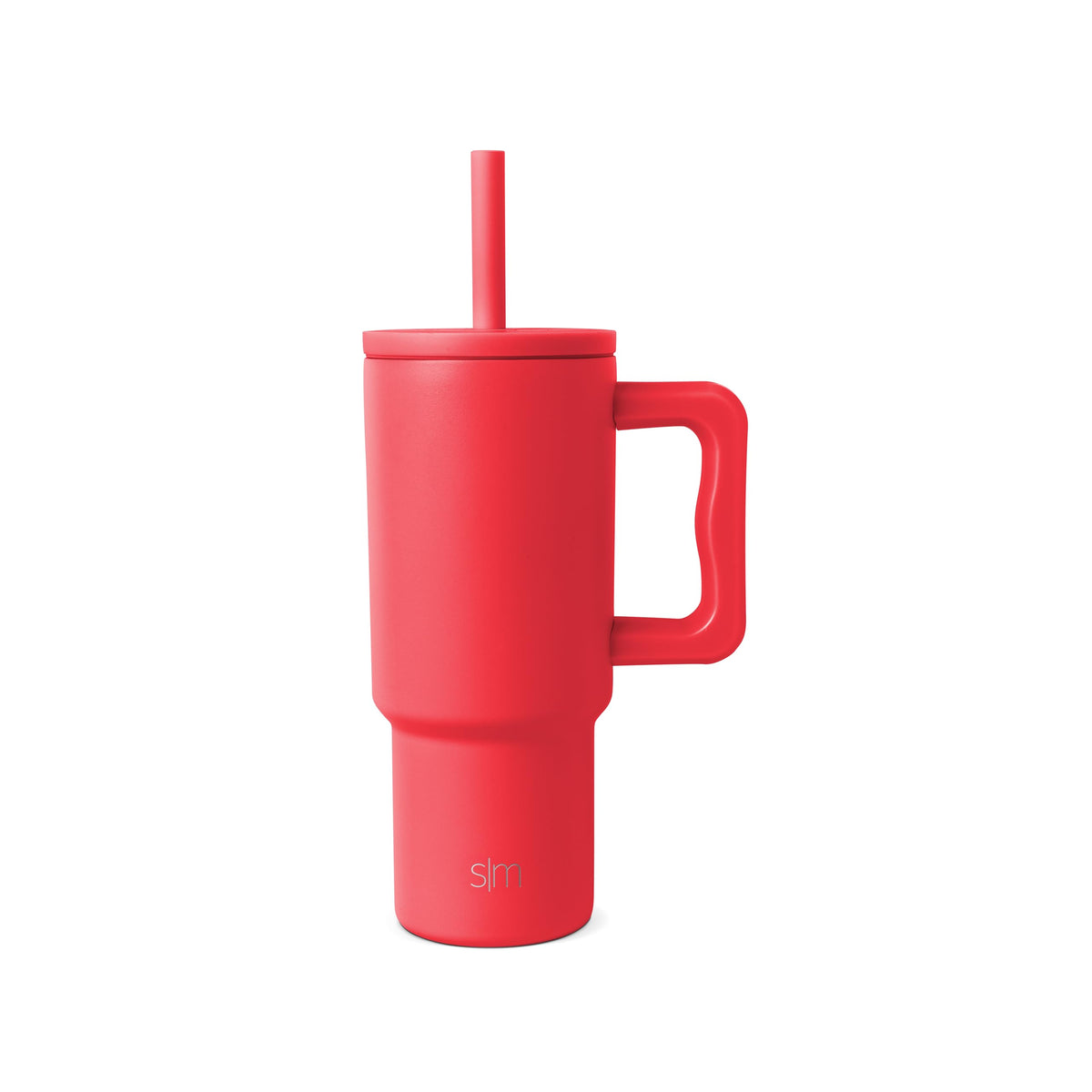 Simple Modern Kids Trek tumbler with red handle and lid for easy carrying.