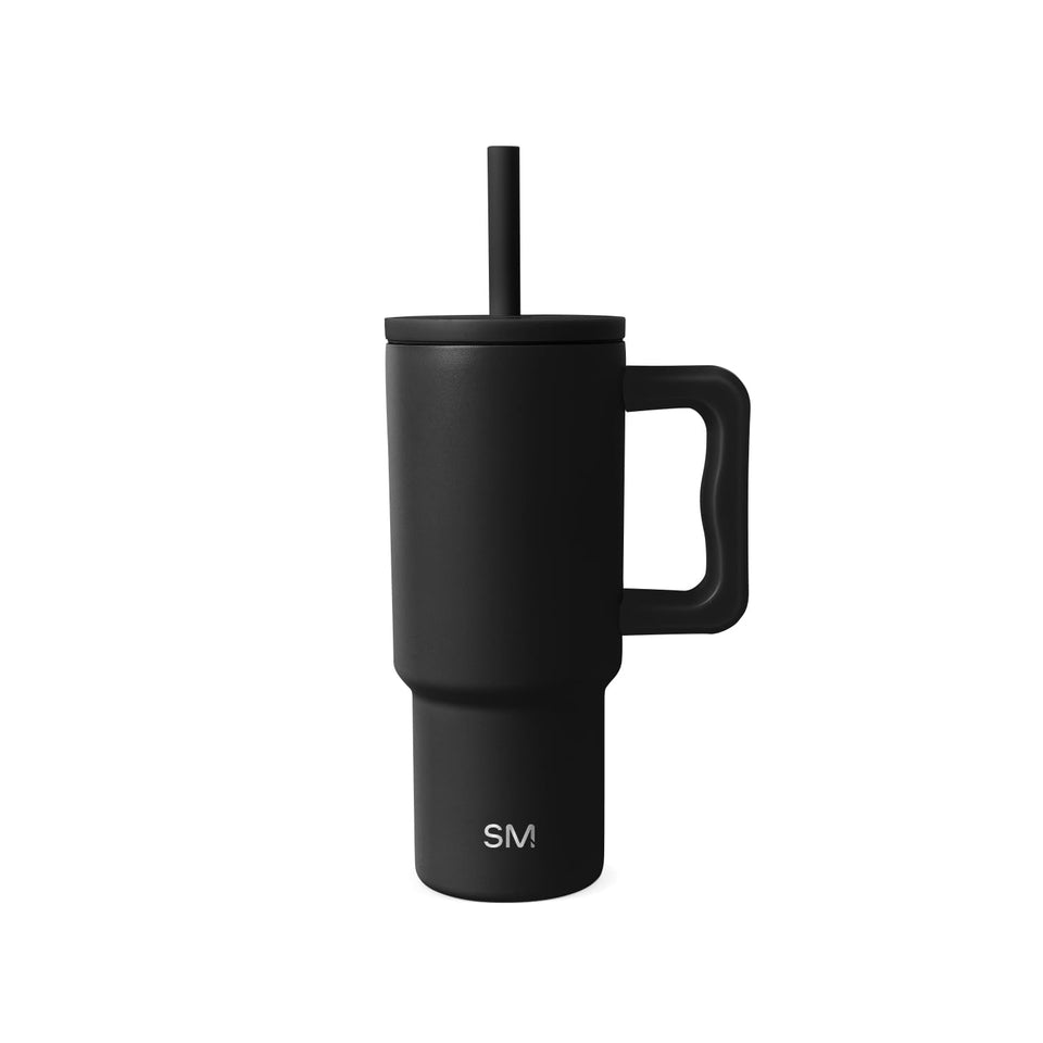Simple Modern Kids Trek tumbler midnight black with ergonomic handle for on-the-go use.