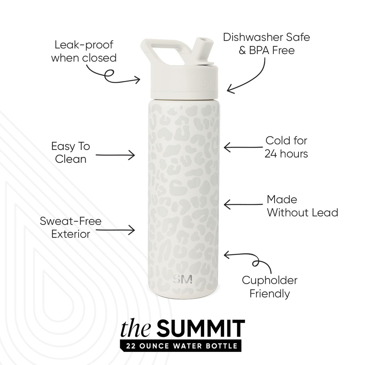 Simple Modern Leopard bottle with comfortable handle for easy carrying during commutes.