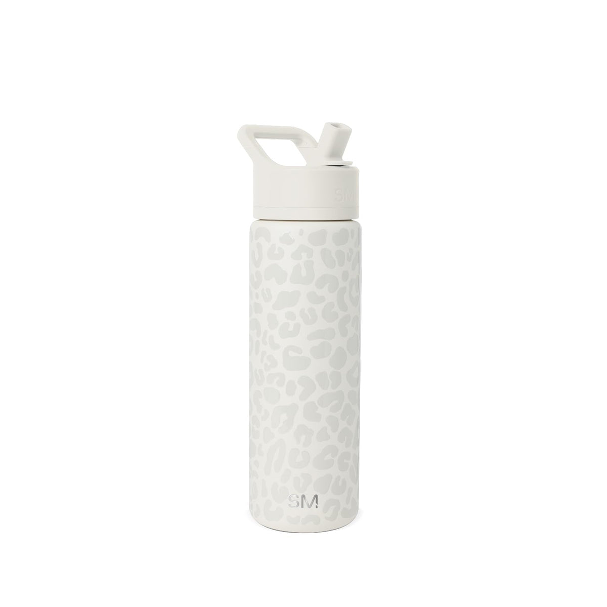 Simple Modern Leopard water bottle with straw lid; convenient for daily workouts.
