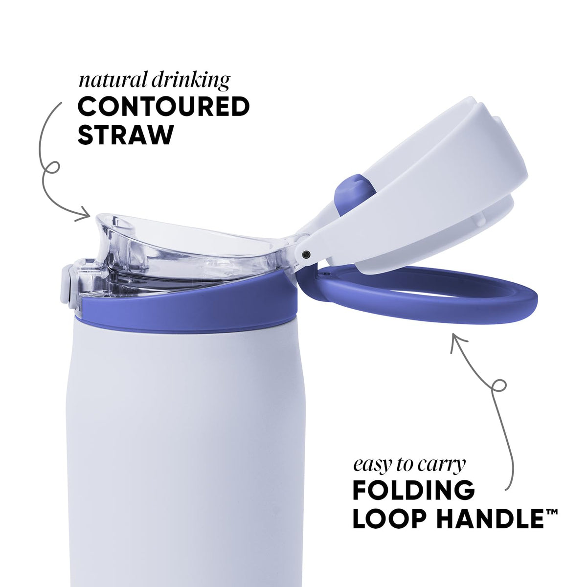 Simple Modern Mesa Loop bottle folding loop handle provides comfortable one-handed carry.