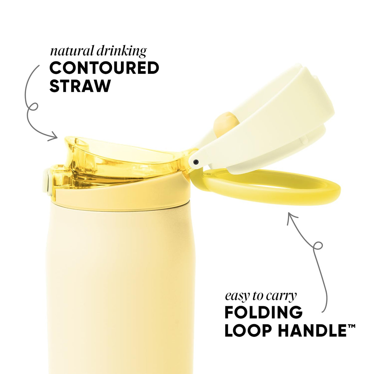 Foldable loop handle on the Mesa Loop bottle offering a comfortable grip