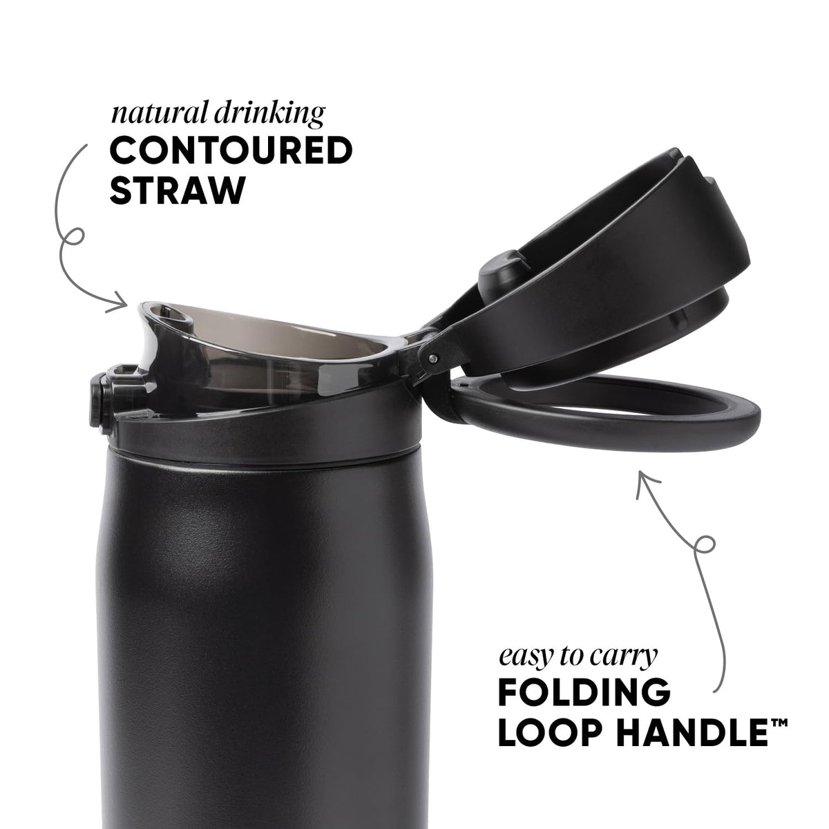 Simple Modern Mesa Loop bottle with folding loop handle for easy one-finger grabbing.