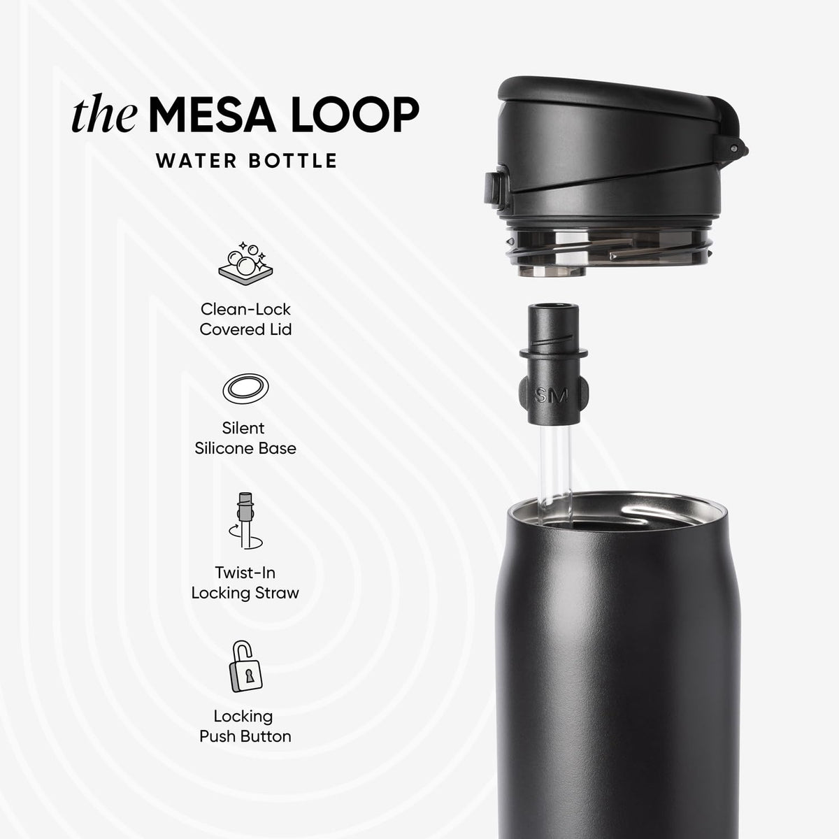 Simple Modern Mesa Loop bottle features a foldable soft-grip handle for one-handed carrying.