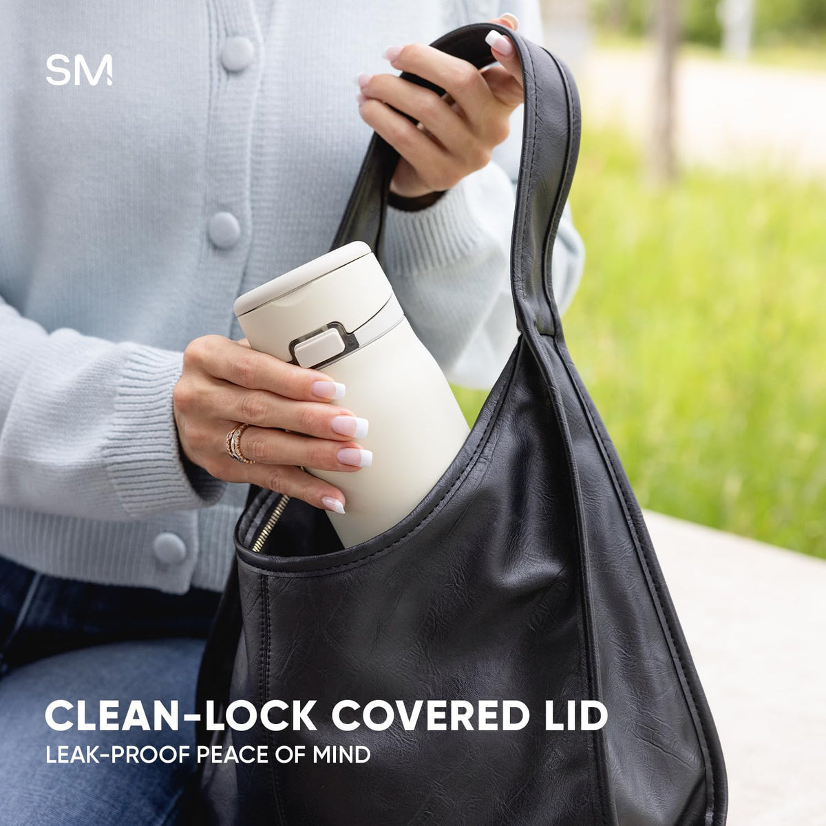 Simple Modern Mesa Loop silicone base provides soft landings and quiet set-down anywhere.