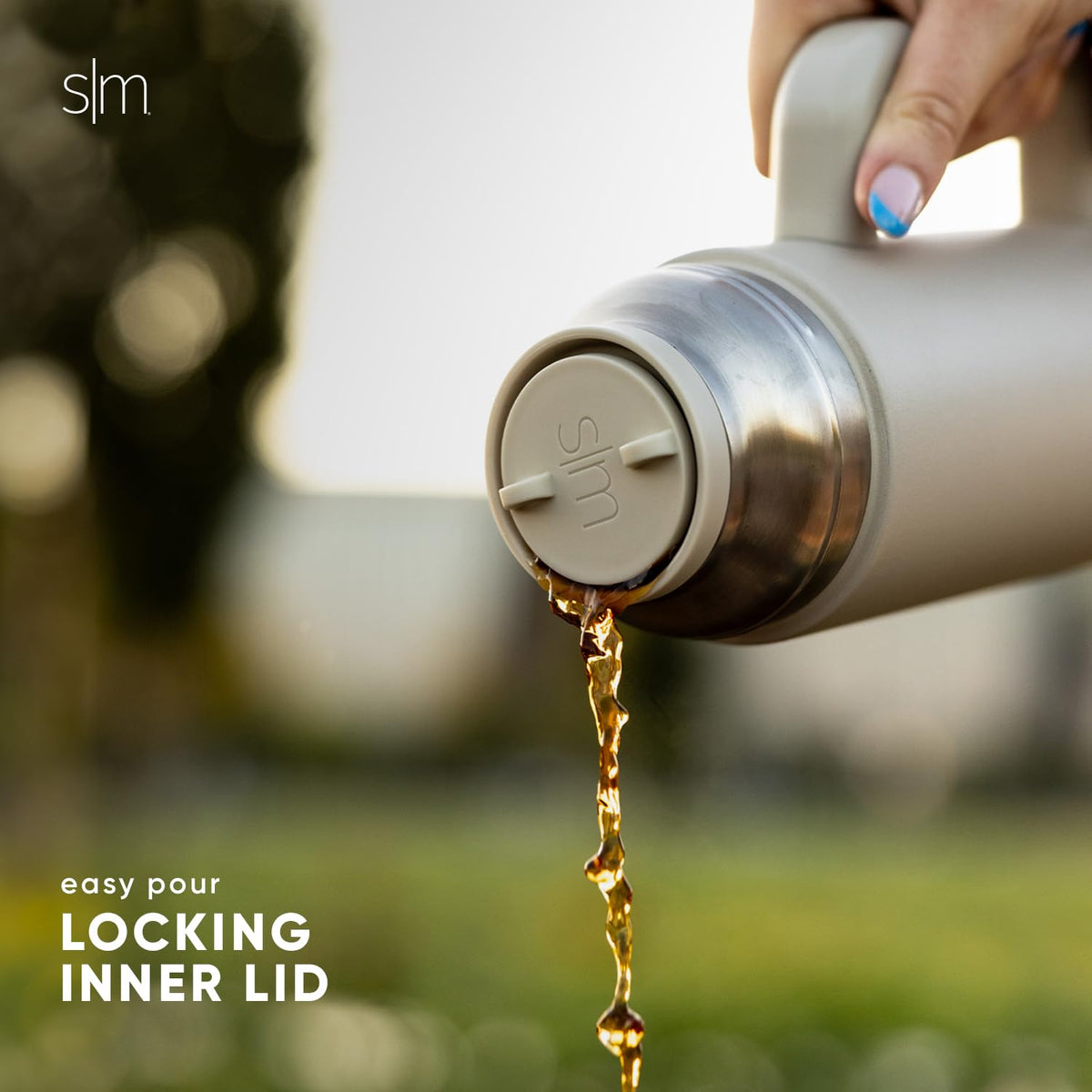 Leakproof lid on the Roam bottle designed to prevent spills