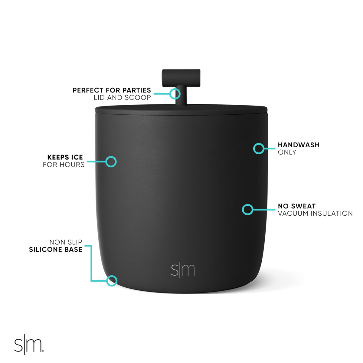 Simple Modern Rocks ice bucket includes scoop for easy serving.