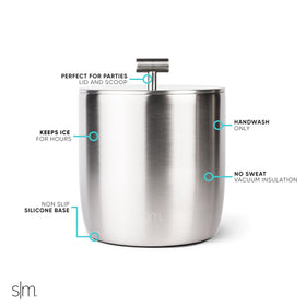 Simple Modern Rocks ice bucket with scoop for easy ice serving at parties.