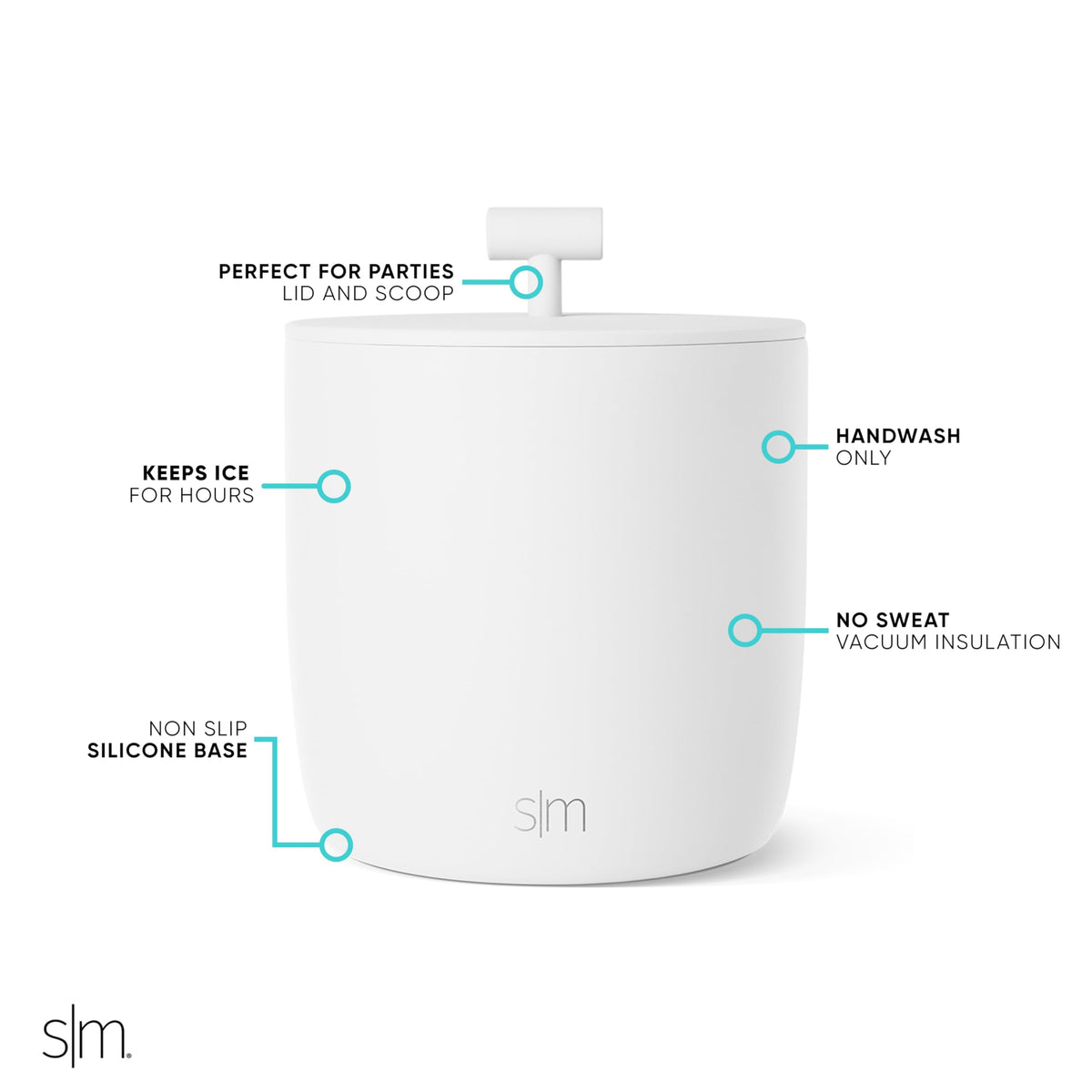 Simple Modern Rocks Ice Bucket scoop enables quick, mess-free serving.