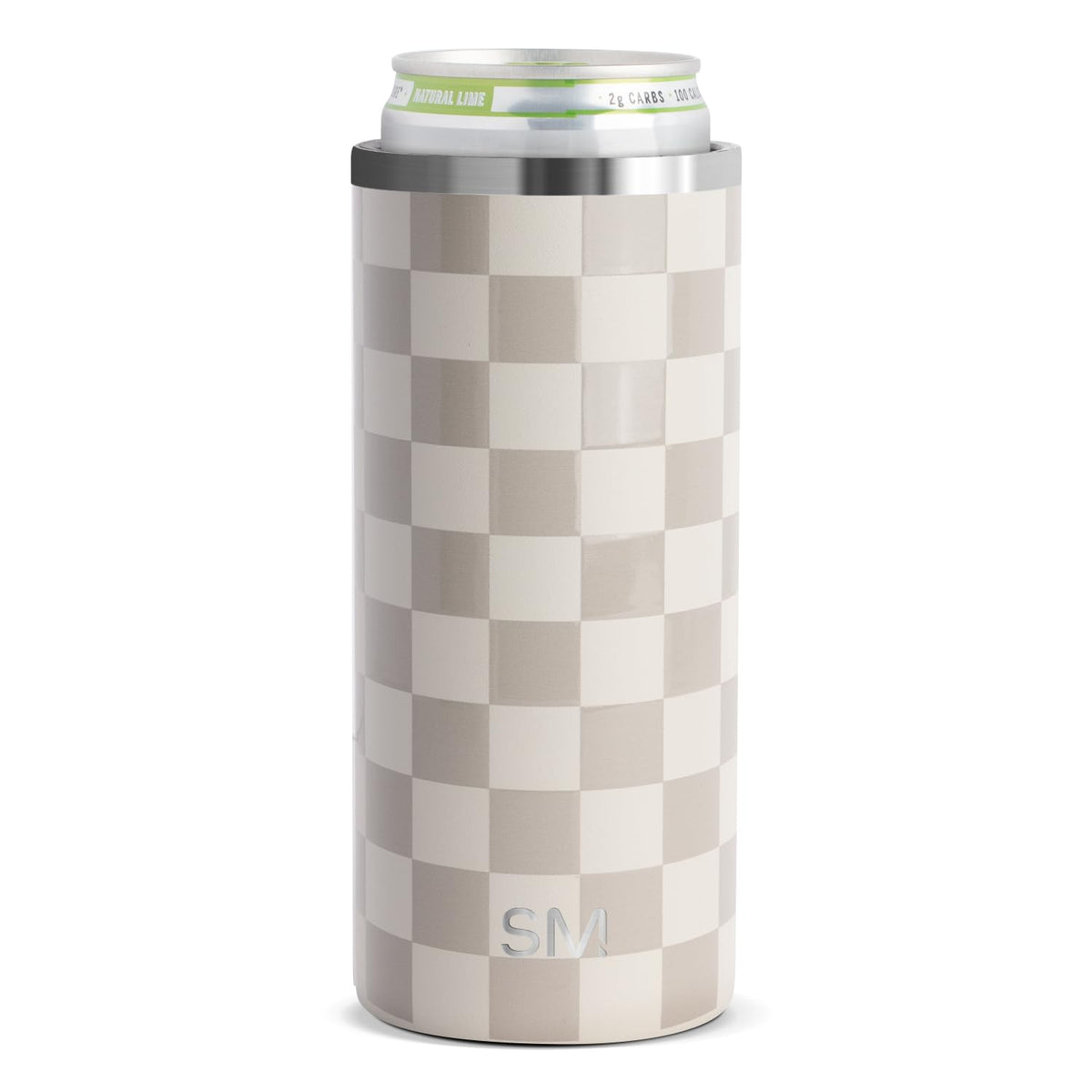 Simple Modern Skinny Can Cooler in hand keeps your 12oz drink cool and mess-free.