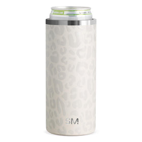 Simple Modern Skinny Can Cooler cream leopard front view keeps your 12oz can cold