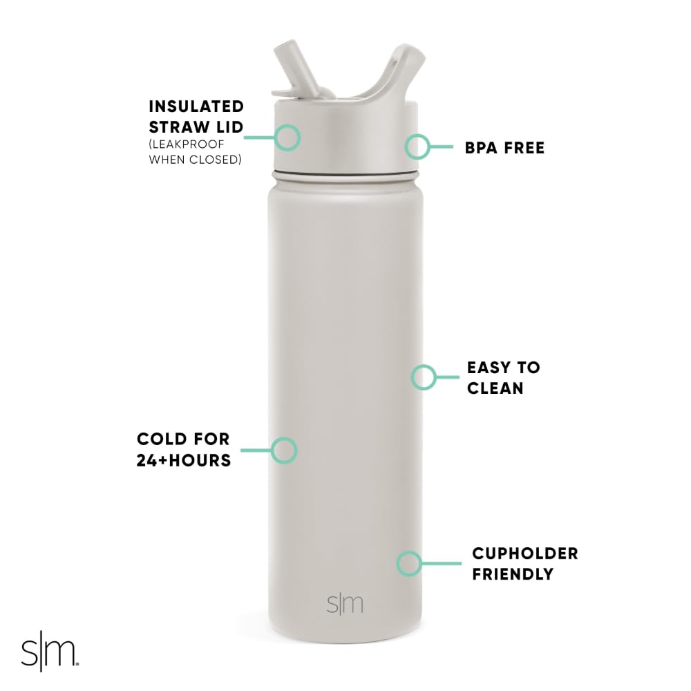 Simple Modern Summit bottle shows double-wall insulation for hot or cold drinks.