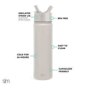 Simple Modern Summit bottle shows double-wall insulation for hot or cold drinks.