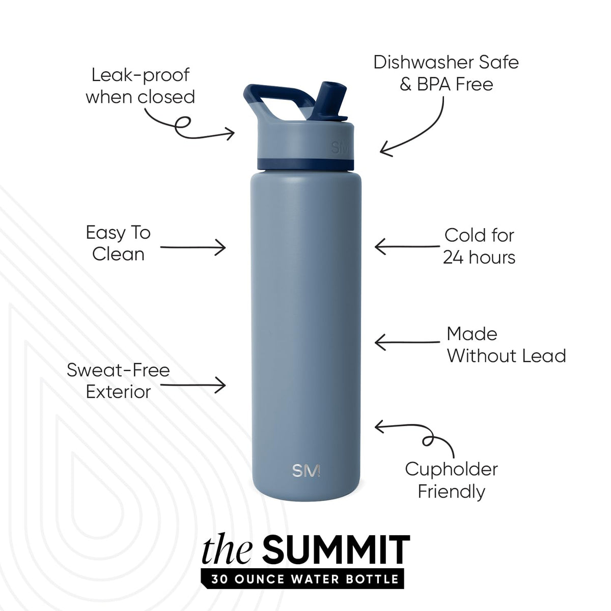 Double-wall vacuum insulation on the Simple Modern Summit bottle keeps drinks cool for hours.