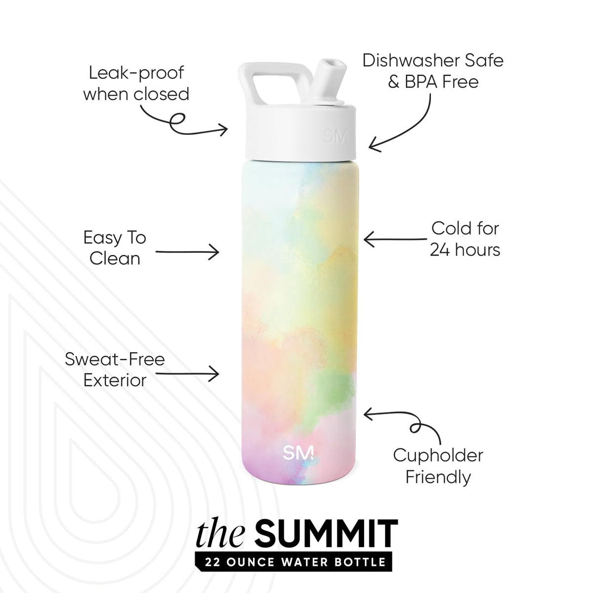 Simple Modern Summit bottle double-wall insulation keeps drinks cold or hot for hours