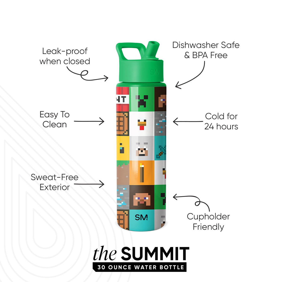 Dual-wall insulation keeping drinks cold or warm in the Simple Modern Summit bottle
