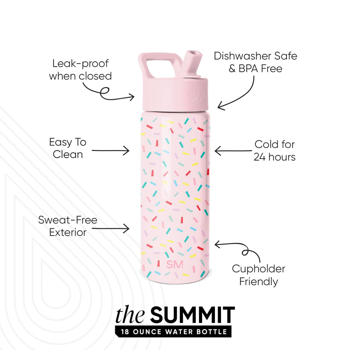 Simple Modern Summit bottle with straw-lid open for quick hydration during classes