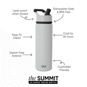Simple Modern Summit bottle features vacuum insulation for hot or cold beverages.