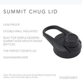 Chug Lid on top provides a leak-proof seal for travel.
