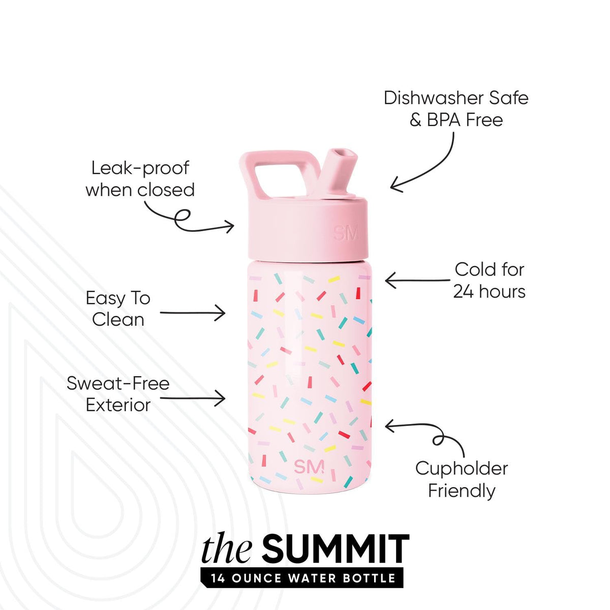 Simple Modern Summit confetti pattern, ideal for school, keeping drinks cold for hours