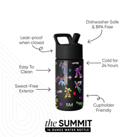 Simple Modern Summit kid bottle in stainless steel, dishwasher-safe for easy cleaning.