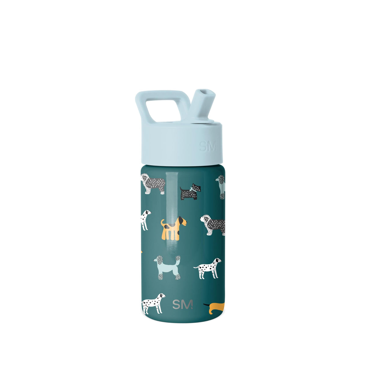 Simple Modern Summit Kids bottle Dog Days front view shows kid-friendly design and compact 14oz size