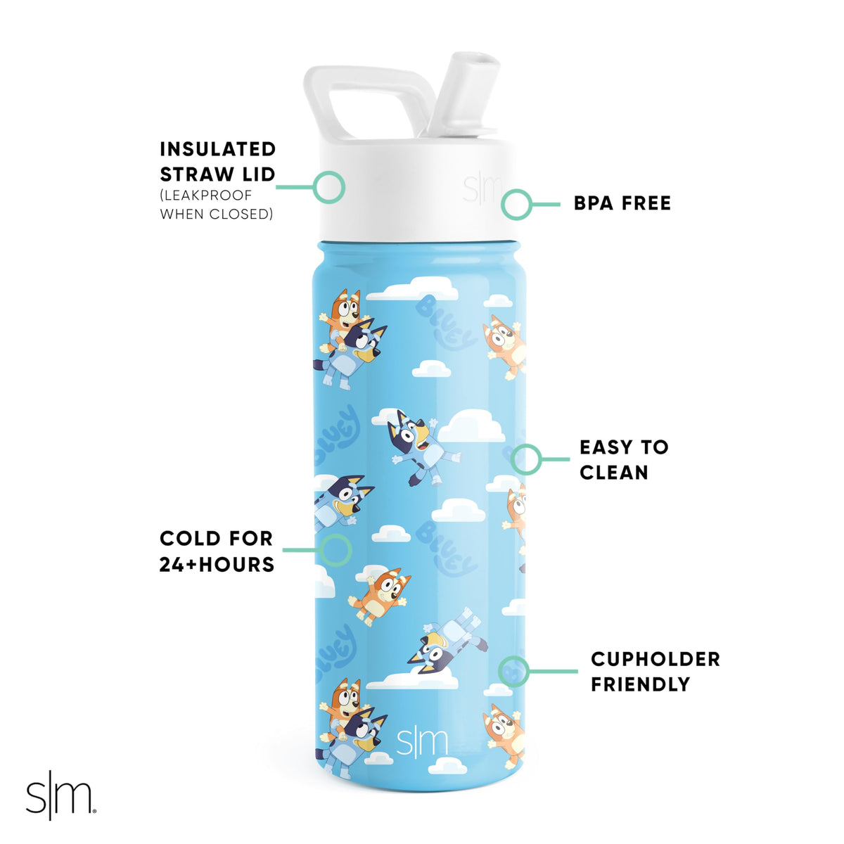 Simple Modern Summit Kids Bottle Straw Lid enables easy sipping for school.