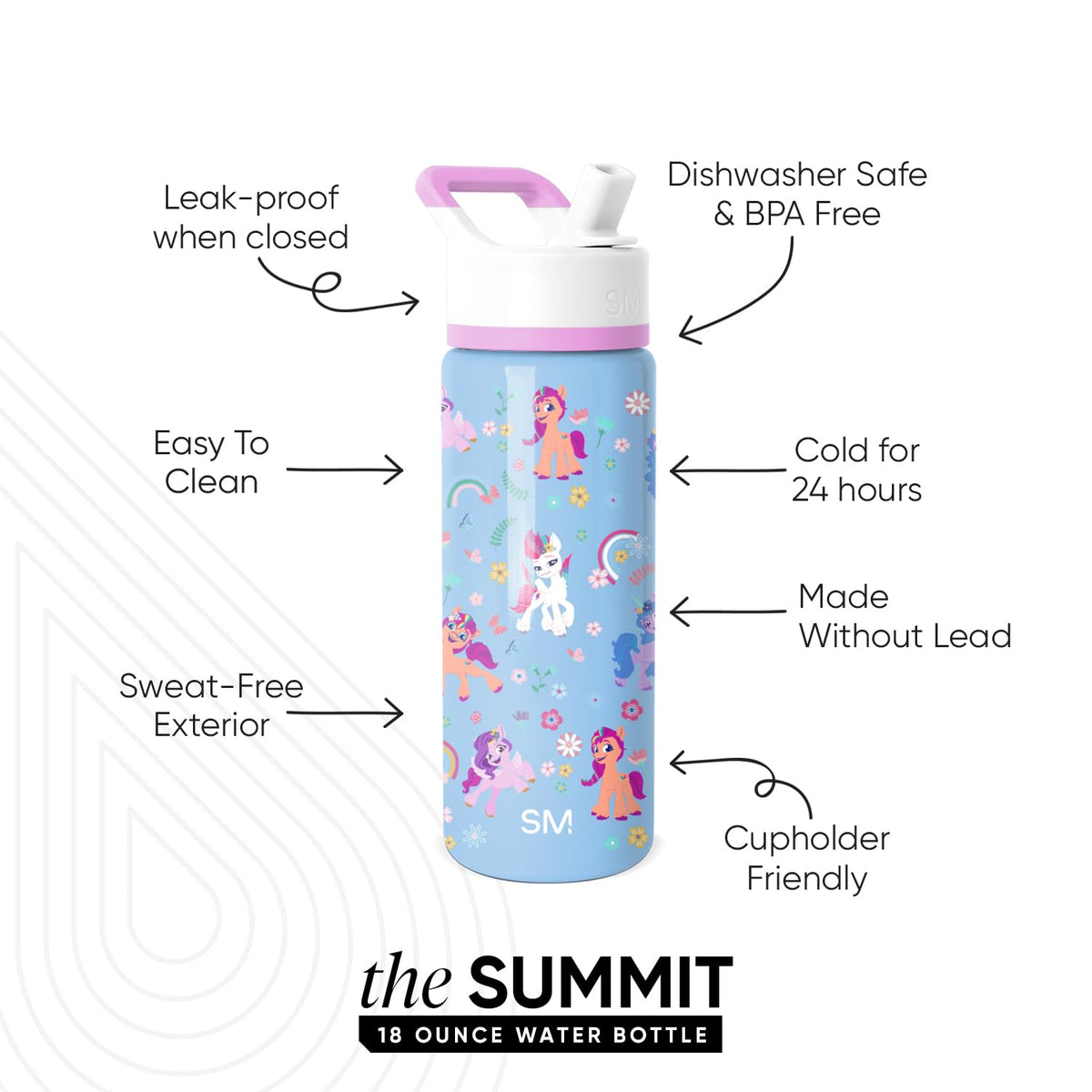 Simple Modern Summit Kids bottle with closed straw lid, leakproof design for school days