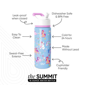 Simple Modern Summit Kids bottle with closed straw lid, leakproof design for school days