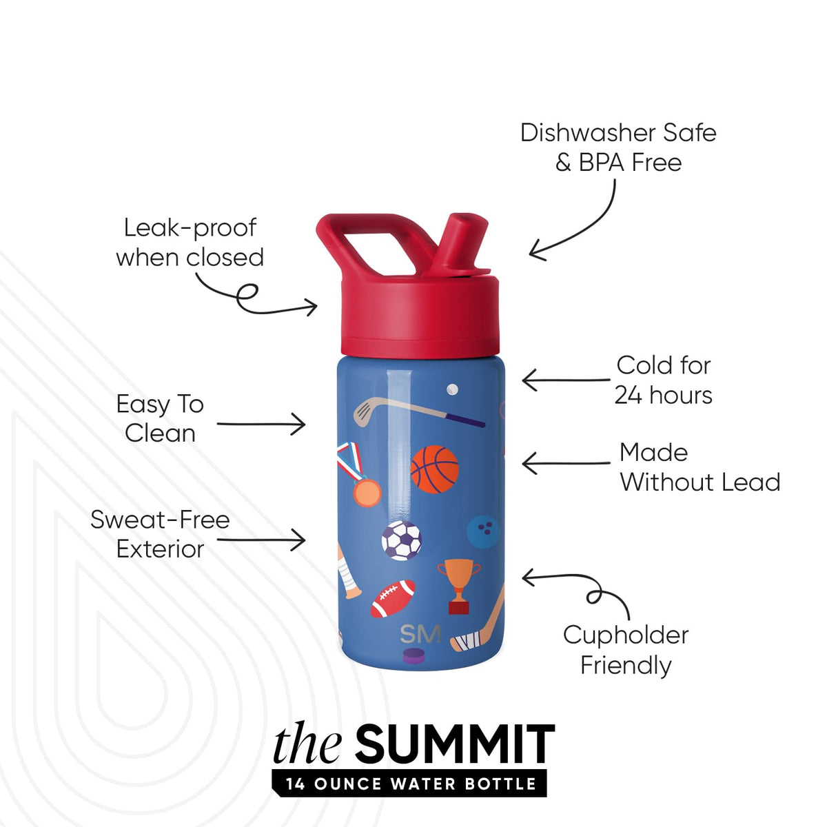 Summit kids bottle leakproof straw lid keeps drinks secure during play.