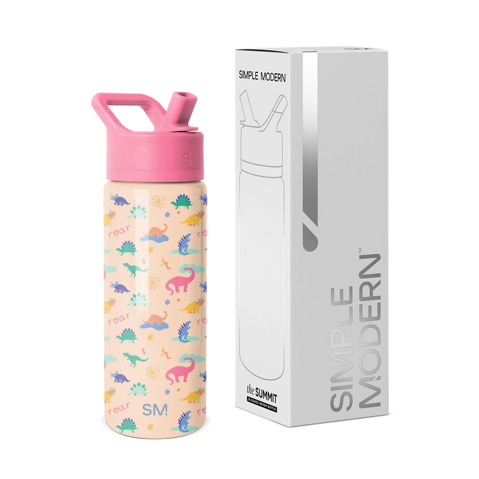 Simple Modern Summit Kids bottle front view with kid-friendly design for on-the-go hydration.