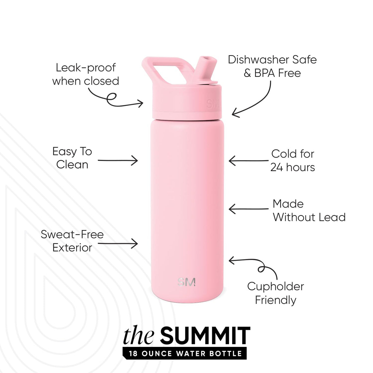 Simple Modern Summit insulated stainless steel bottle keeps beverages cold for hours.