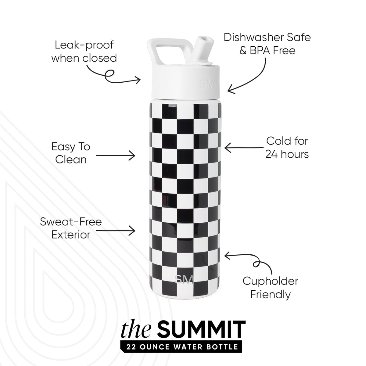 Simple Modern Summit water bottle insulated walls keep beverages cold for hours during workouts
