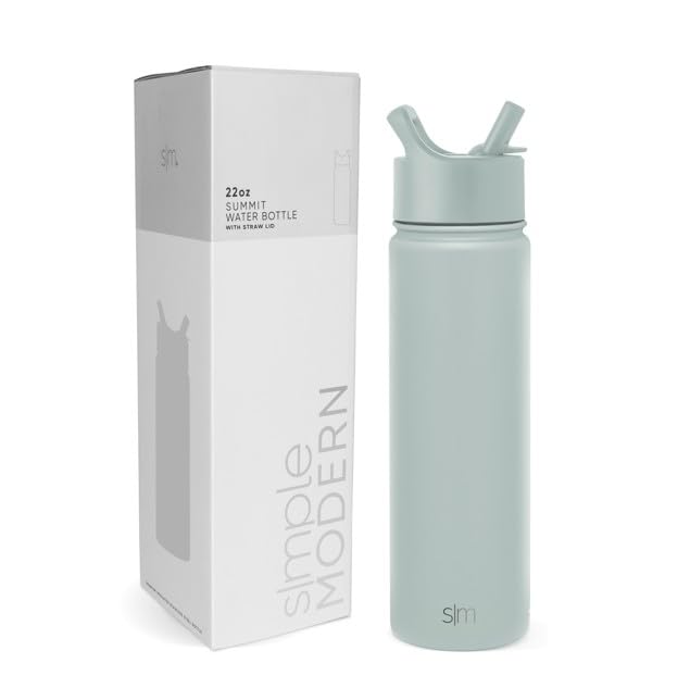 Simple Modern Summit bottle with straw lid in Sea Glass Sage, leak-proof for on-the-go hydration.