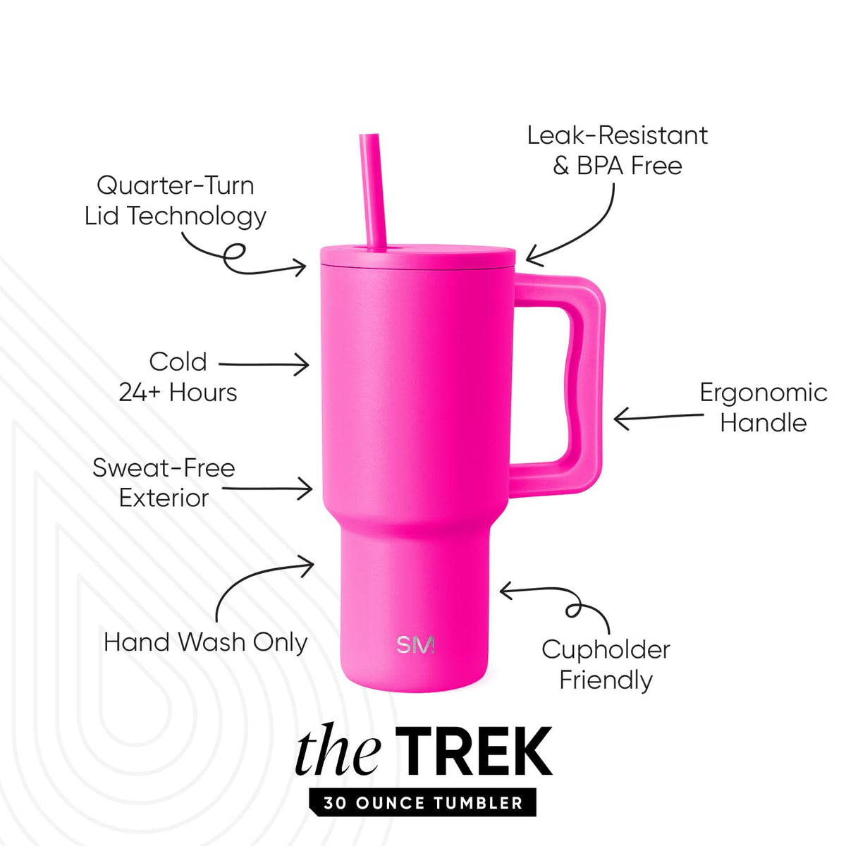 Simple Modern Trek 30 oz Raspberry Vibes close-up highlighting ergonomic handle