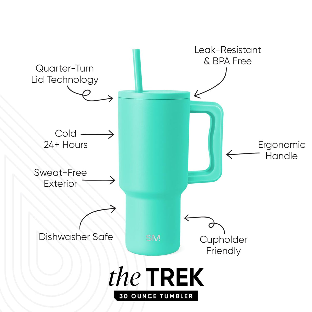 Simple Modern Trek 30 oz, side view, ergonomic grip for daily use.