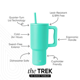 Simple Modern Trek 30 oz, side view, ergonomic grip for daily use.