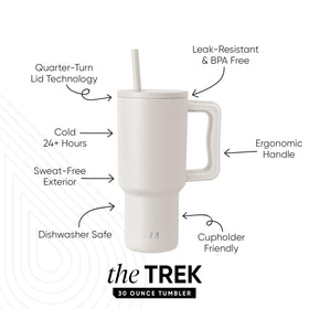 Simple Modern Trek 30oz tumbler shows leak-resistant lid for spill-free travels.