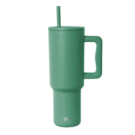 Simple Modern Trek 40 oz Basil tumbler with handle for easy one-handed carrying.