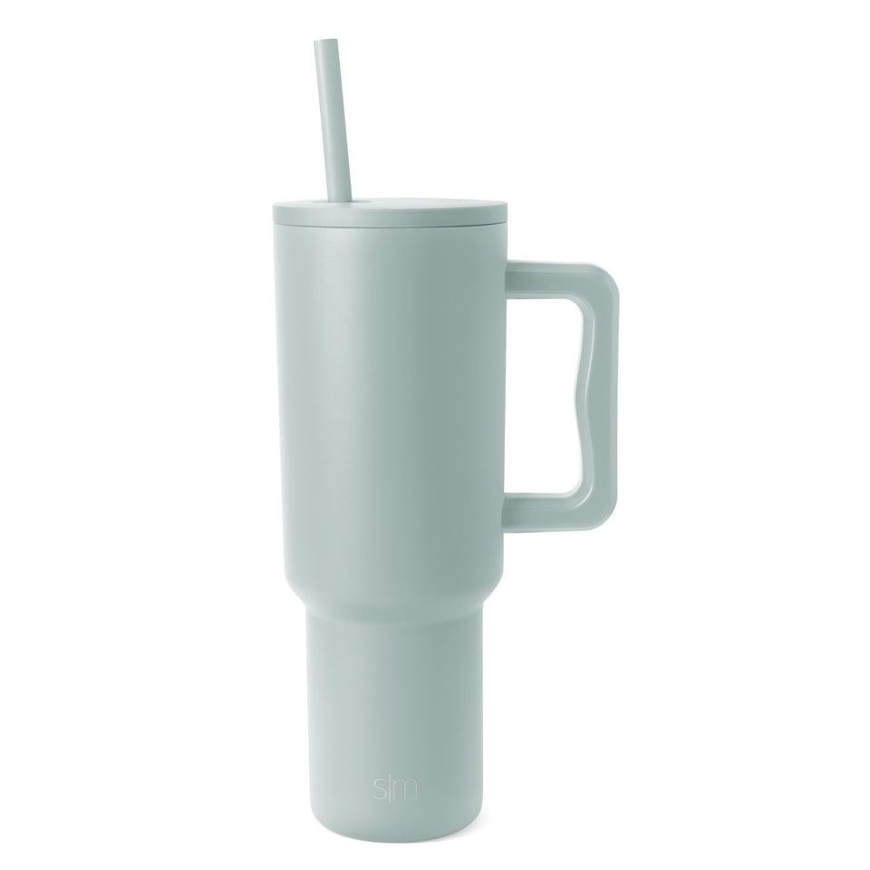 Simple Modern Trek 40 oz tumbler with handle for easy transport and comfortable grip.