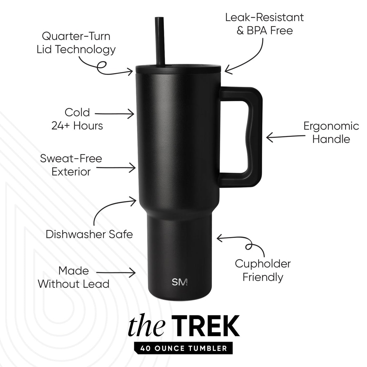 Simple Modern Trek straw lid with four-way threading for flexible sip angles.