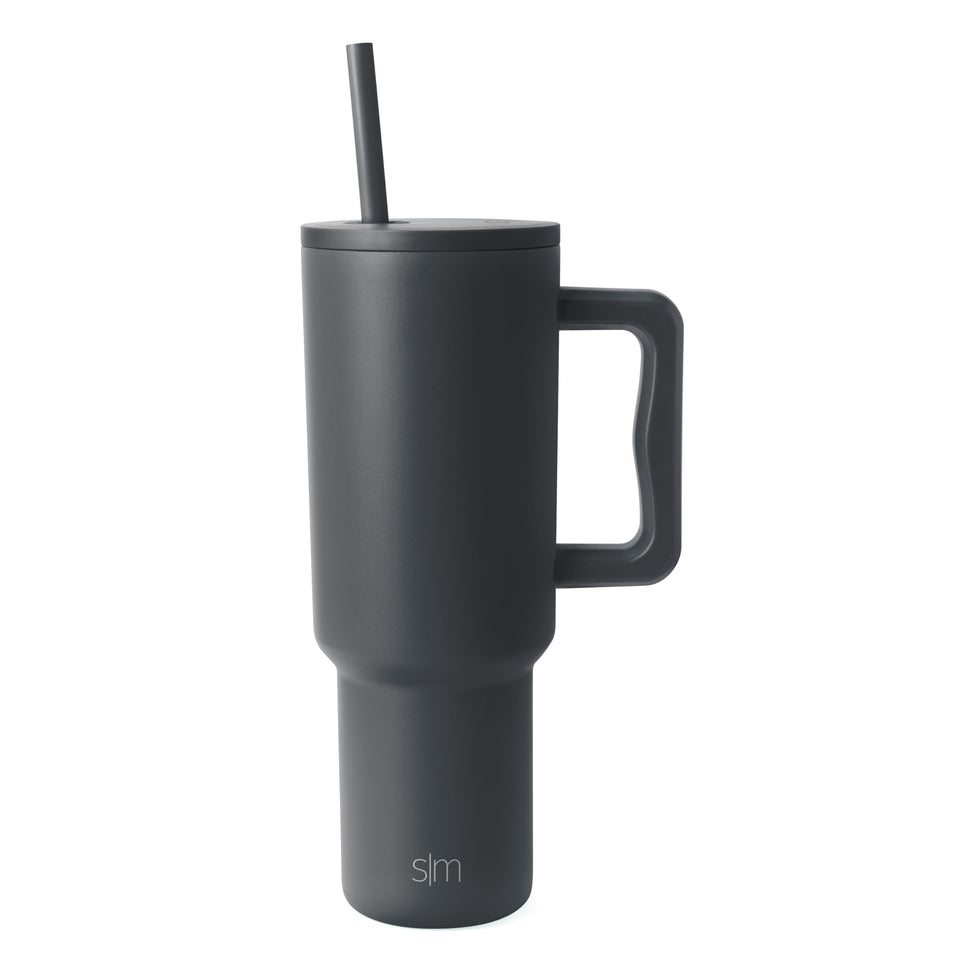 Simple Modern Trek 40 oz tumbler with ergonomic handle for easy portability.