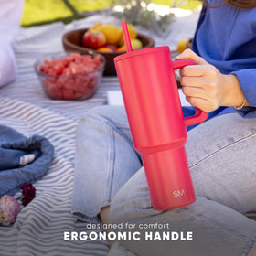 Trek tumbler being used on the go for daily hydration