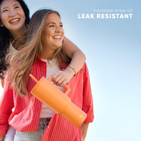 Leak-resistant straw lid on Trek tumbler for mess-free sipping