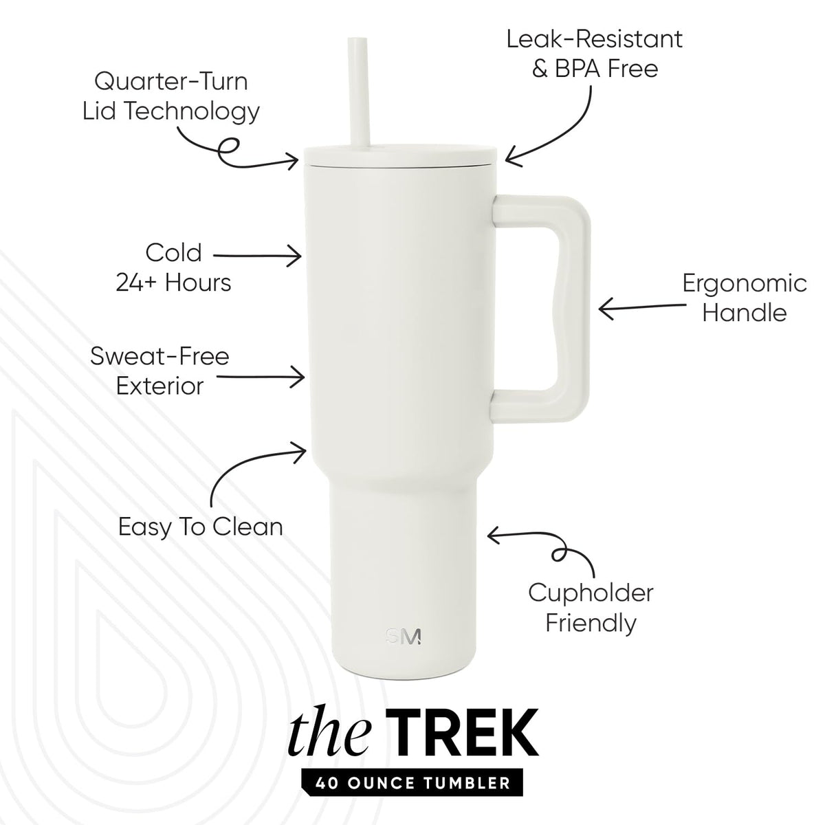 Simple Modern Trek 40 oz insulated body with vacuum insulation for temperature control.