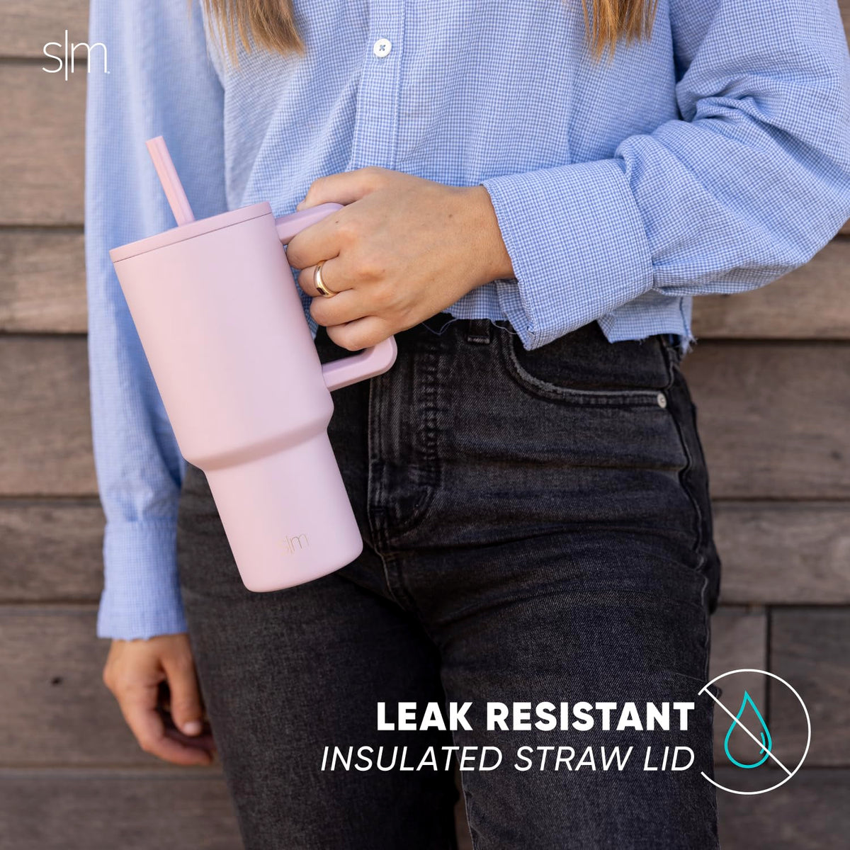 Simple Modern Trek leak-resistant lid with two included straws for mess-free sipping