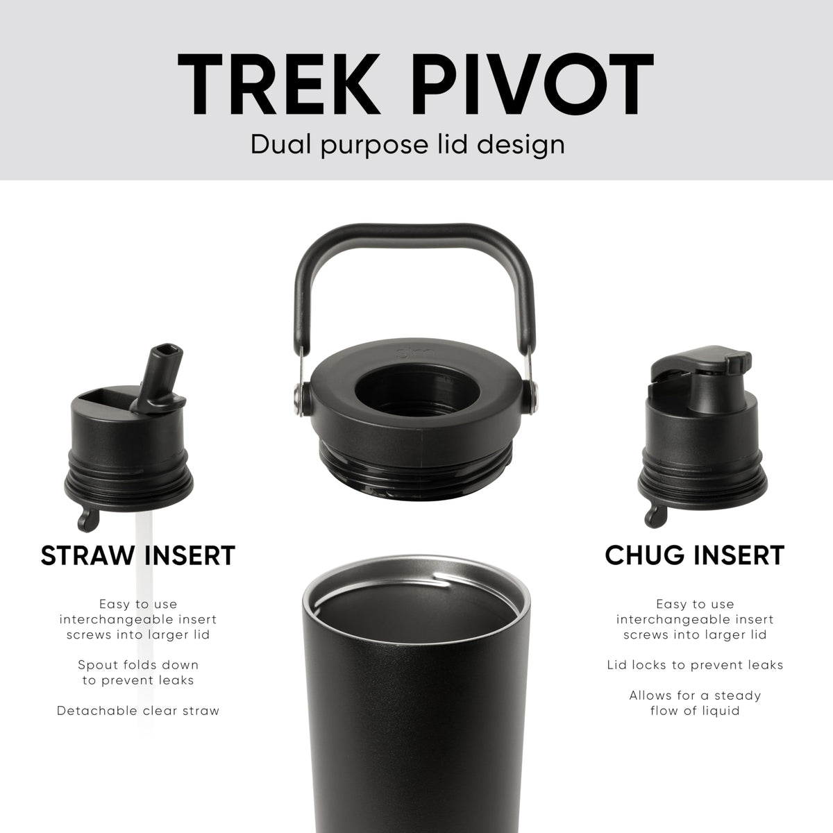 Trek Pivot interchangeable straw lid for refreshing sips on the go.